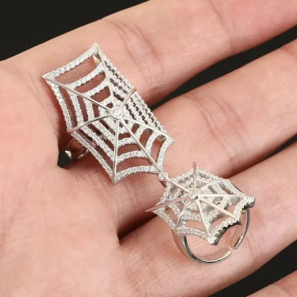 COPY - Sterling & White sapphire spider web cuff